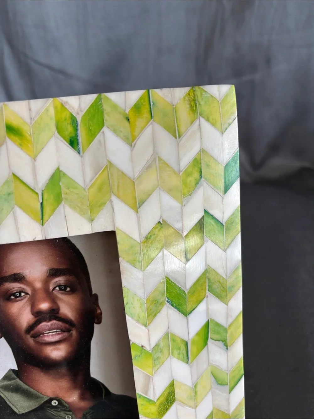 Green Faux Bone Chevron Mosaic Photo Frame by Two’s Co.